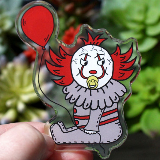 Baby Pennywise The Clown With Red Balloon And Pacifier Horror Parody Magnet by SpookyKillerBabies.com