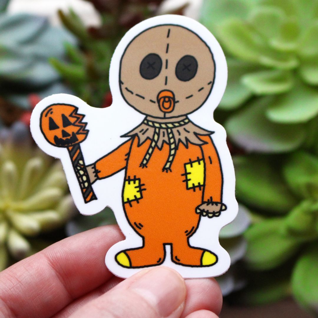 baby sam trick r treat sticker horror parody with pacifier spooky killer babies picture 